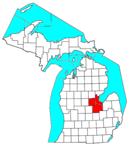 Map showing the Saginaw, Midland, and Bay City Metropolitan Area.