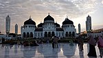 Retracted umbrellas at Baiturrahman Grand Mosque, Banda Aceh, Indonesia