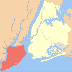 Location of Staten Island shown in orange.