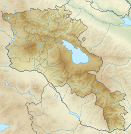 Lake Akna is in Armavir Province of Armenia, shows location of the lake.