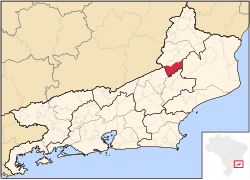 Location of Itaocara in the state of Rio de Janeiro