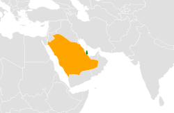 Map indicating locations of Qatar and Saudi Arabia