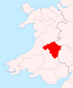 Radnorshire shown within Wales