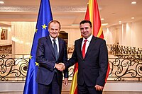Tusk with Macedonian Prime Minister Zoran Zaev in Skopje, September 2019