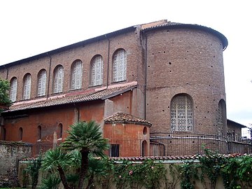 The Ancient Basilica of Santa Sabina, Rome (circa 425) has a typical basilical plan with a high semi-circular apse.