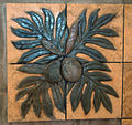 Diamond blade and bit method: 3D carved slate and travertine Breadfruit wall mural by Janna Morrison, 2007, Maui, Hawaii