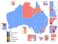 Party holding or gaining each electorate