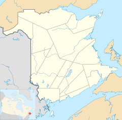 Map with indicator in New Brunswick
