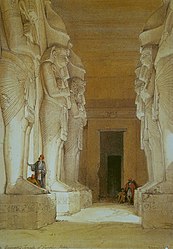 Painting inside the temple by David Roberts (1838)