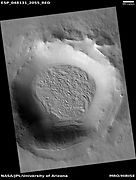 Crater with eroding floor deposit, as seen by HiRISE under HiWish program