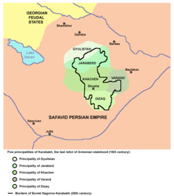 Territory of the 5 principalities of Karabakh, overlapped by the NKAO