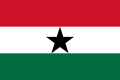 The flag of Ghana (1964–1966), a charged horizontal triband.