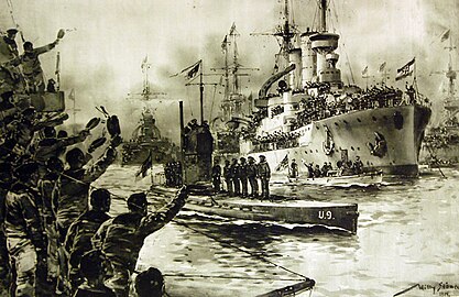 The return of U-9 to Wilhelmshaven, Germany (1914)