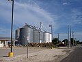 Grain silos along Main Street in Crawford, Texas.