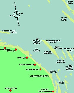 Location map of Haisborough Sands