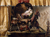Painted Fire Screen by Jacques Vigoureux Duplessis, The Walters Art Museum. The pair of figures painted on the right side are in the grisaille style.[7]