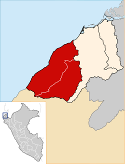 Location of Contralmirante Villar in the Tumbes Region