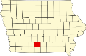 Map of Iowa highlighting Clarke County