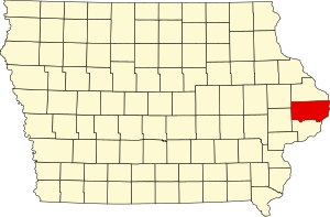 Map of Iowa highlighting Clinton County