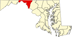 Karte von Washington County innerhalb von Maryland