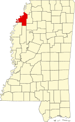 Map of Mississippi highlighting Coahoma County