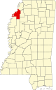 State map highlighting Coahoma County