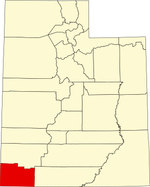 Map of Utah highlighting Washington County