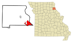 Location within Marion County (left) and Missouri (right)