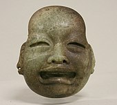 Ornamental mask; 10th century BCE; serpentine; height: 9.2 cm, width: 7.9 cm, depth: 3.2 cm; Metropolitan Museum of Art (New York City)