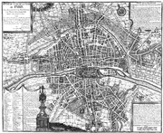Evolution of the city from 1589 to 1643, the seventh of eight chronological maps of Paris from Nicolas de La Mare's Traité de la police. (BNF Gallica)