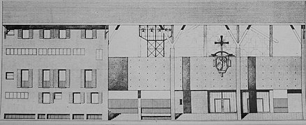 Architectural drawing of San Gabriele Arcangelo in Mater Dei (1956–1959)