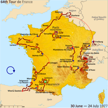Route of the 1977 Tour de France