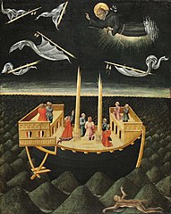Saint Nicholas of Tolentino Saving a Shipwreck (1457) tempera and gold on panel (20.5 × 16.5 in,) Philadelphia Museum of Art