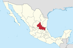 Map of Mexico with San Luis Potosí highlighted