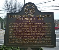 Georgia Historical Marker for the surrender of Atlanta