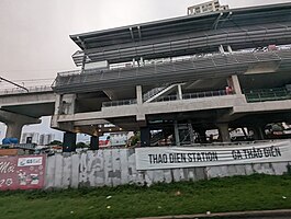 Thao Dien metro station under construction in 2023