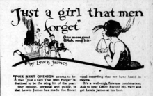 "Just a Girl That Men Forget" (1923) by Lewis James advertisement by Okeh Records