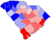Blue counties were won by Hampton and red counties were won by Chamberlain
