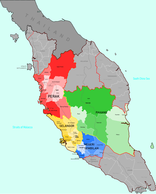 Administrative divisions of the Federated Malay States in 1939
