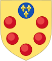 Augmented Arms of Medici: the arms of the famous Medici family were or six balls gules when Louis XI of France allowed them to change the ball in chief to azure three fleurs-de-lis or. The lineage became extinct with the last grand-duke of Tuscany in 1737. (see Heraldica, Azure 3 Fleurs-de-Lis Or, Augmentations of Honor)