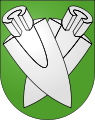 Zwei gekreuzte und gestürzte Pflugscharen im Wappen von Berken BE