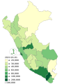 Tests made for every 100,000 inhabitants in Peru by department.