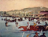 A horse race in the Bois de Boulogne (1872), by Édouard Manet