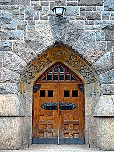 Romantic portal of the St. John's Cathedral in Tampere