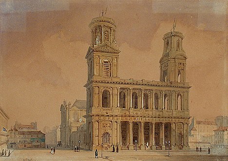 Saint-Sulpice, watercolor by François-Étienne Villeret [fr]