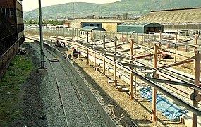 The closed station being rebuilt in 1995 for NIR services bar the Enterprise.
