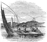 Manila fishermen utilizing the sarambaw fishnet (c. 1800s)
