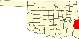 Map of Oklahoma highlighting LeFlore County