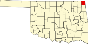 Map of Oklahoma highlighting Ottawa County