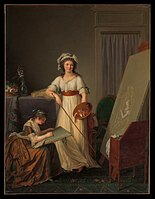 Marie-Victoire Lemoine's The Interior of an Atelier of a Woman Painter, at first interpreted as Vigée Le Brun with a student. Later interpretation is that the subject is Marie-Victoire herself with her sister Marie-Elisabeth[8]